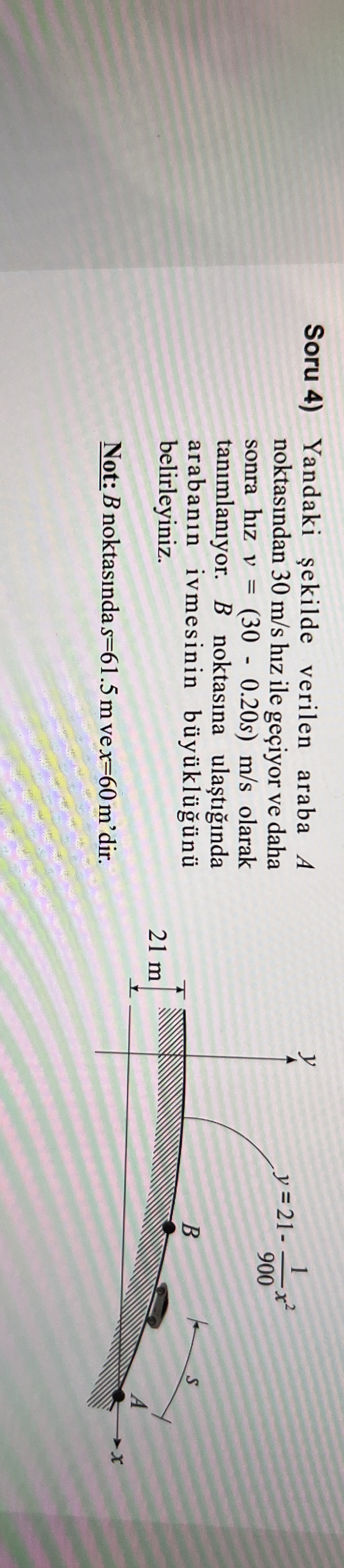 Soru 4 ) Yandaki ekilde verilen araba A noktas