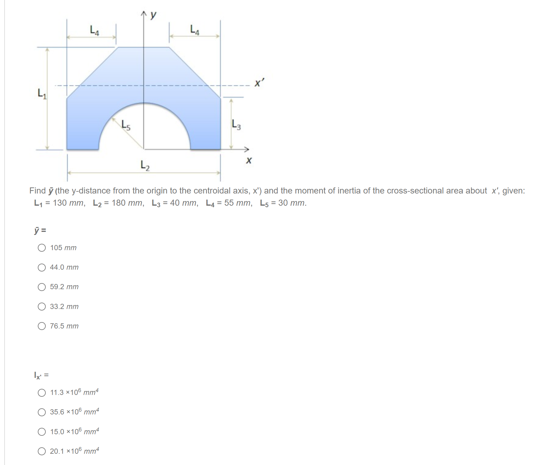 Find ? b a r ( y ) ( the y - distance from the