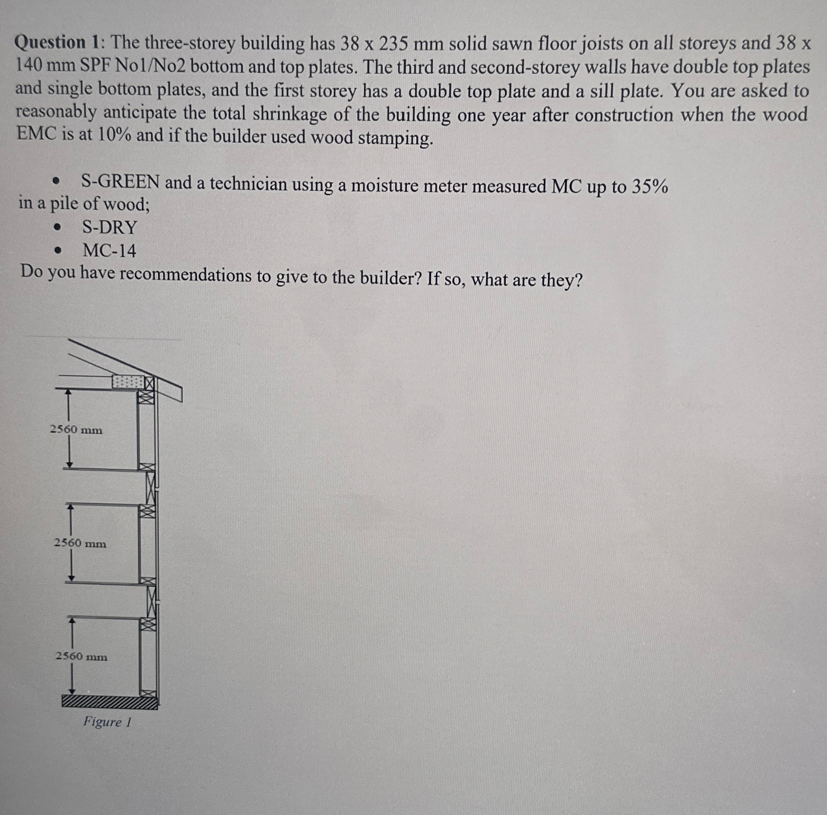 Question 1 : The three - storey building has 3 8