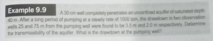 Example 9 . 9 A 3 0 c m well completely