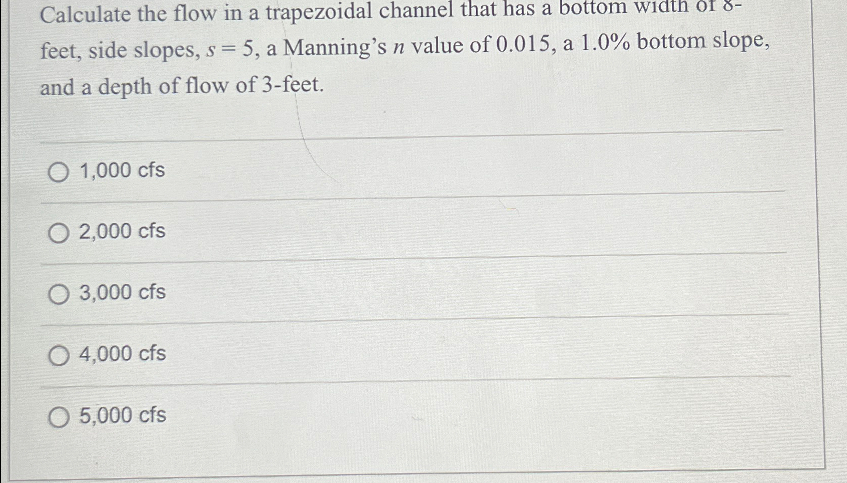 Calculate the flow in a trapezoidal channel that