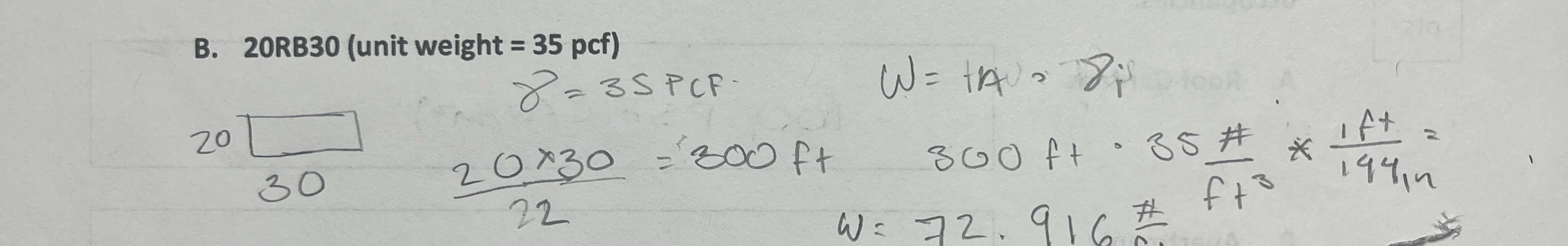 Calculatete following beam weigths in pounds per