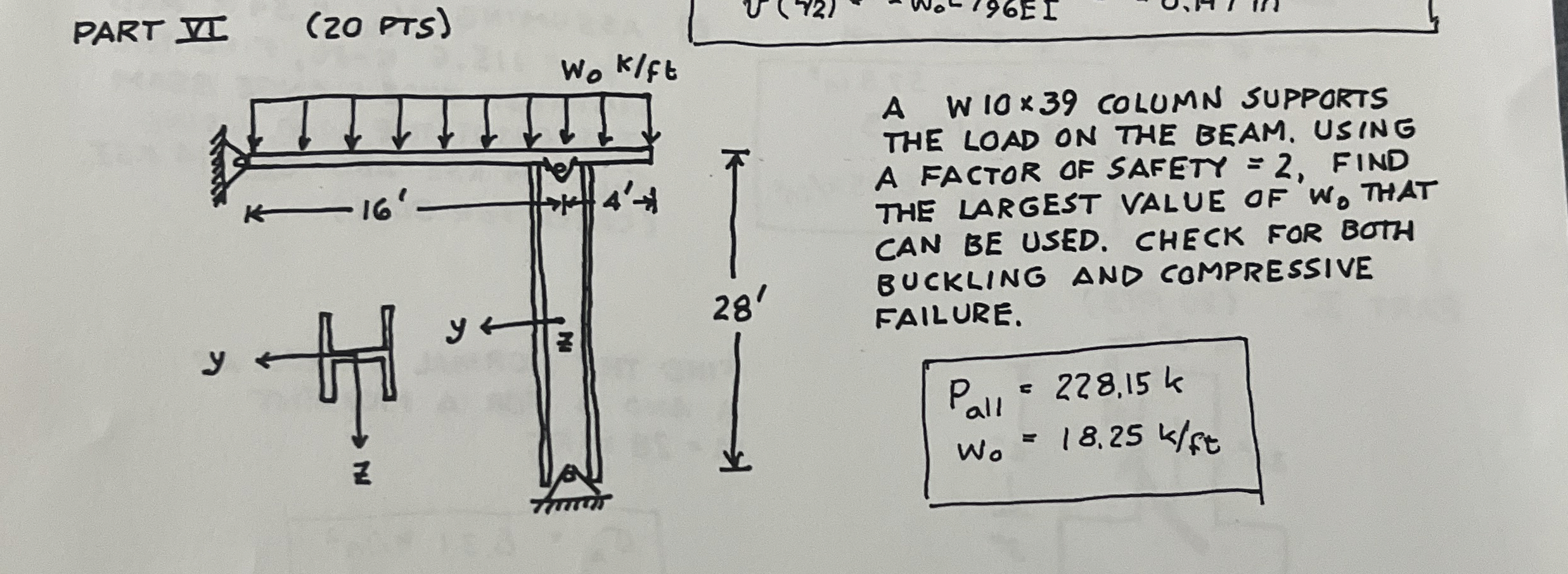 PART III ( 2 0 PTS ) A W 1 0 3 9 COLUMN SUPPORTS