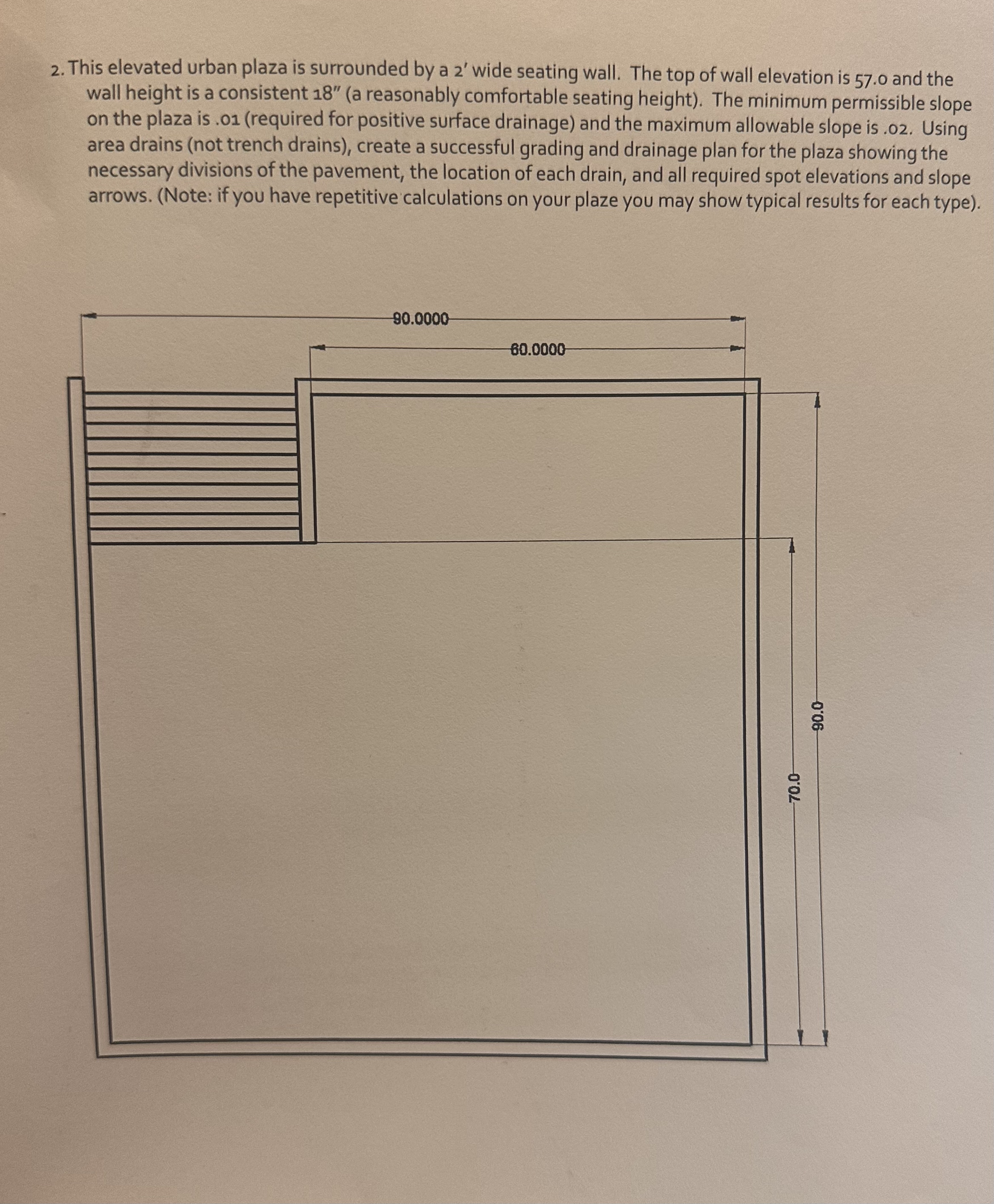 This elevated urban plaza is surrounded by a 2 '