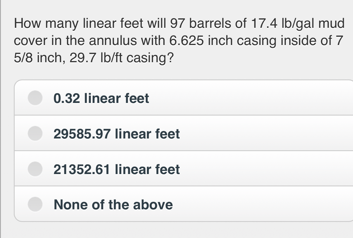 How many linear feet will 9 7 barrels of 1 7 . 4