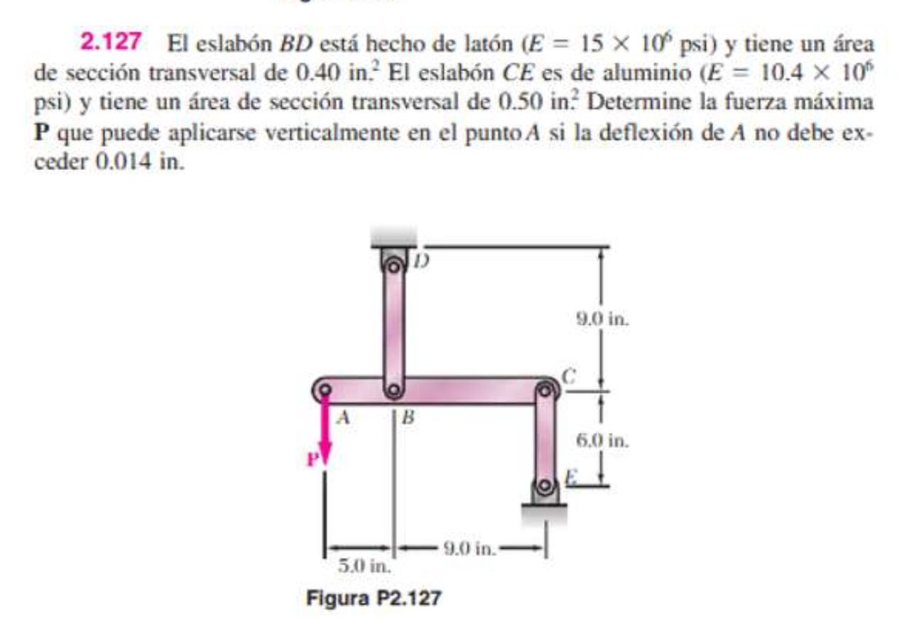 2 . 1 2 7 El eslab n B D est hecho de lat n ) = (