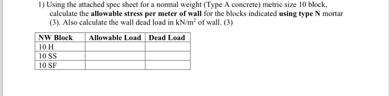 Using the attached spec sheet for a normal weight