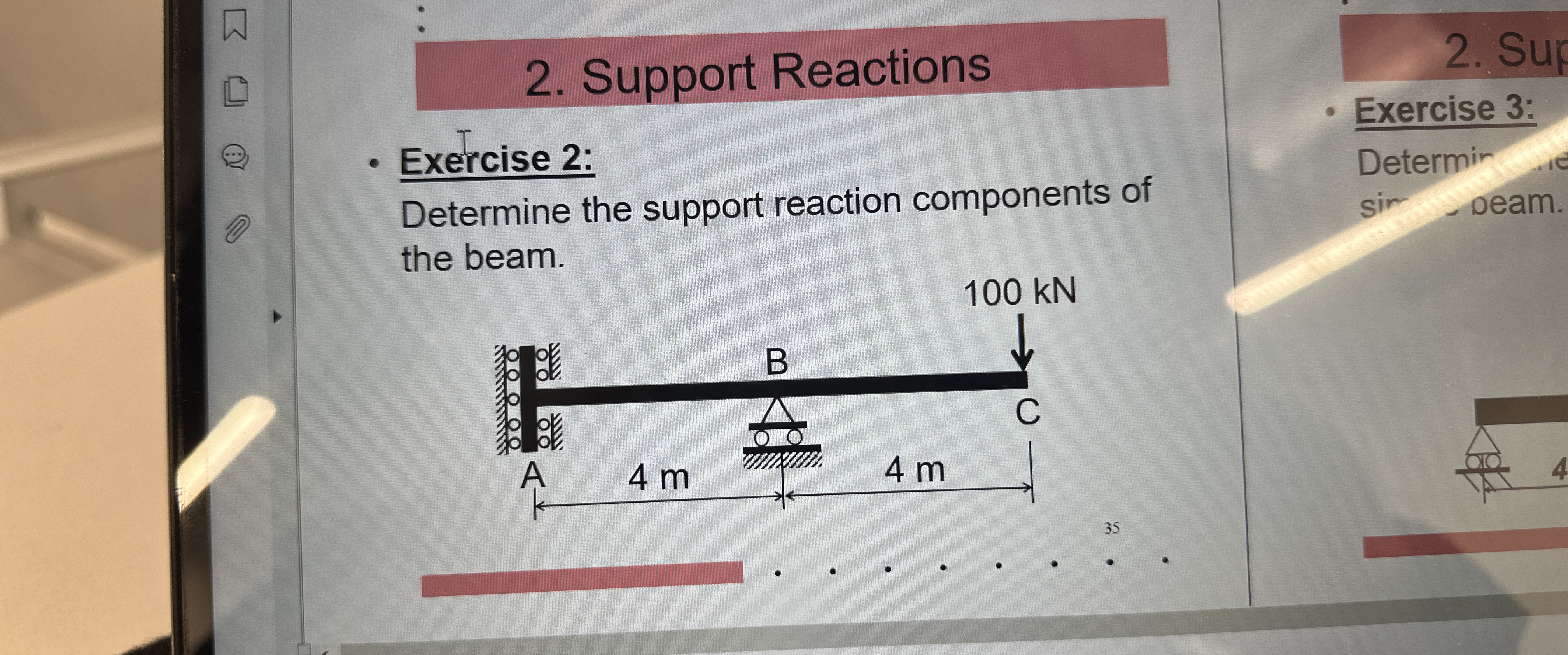 Support Reactions Ex rcise 2 : Determine the