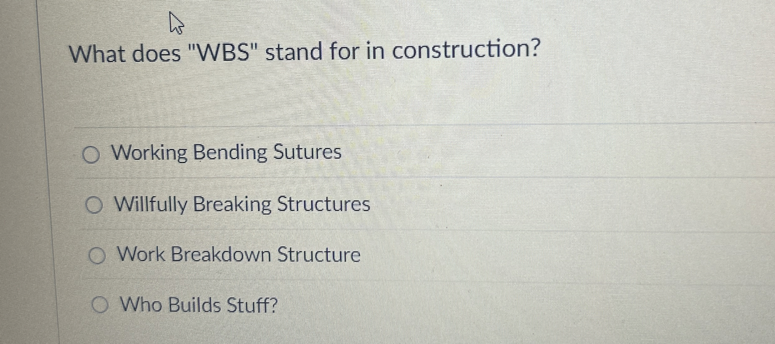 What does " WBS " stand for in construction?