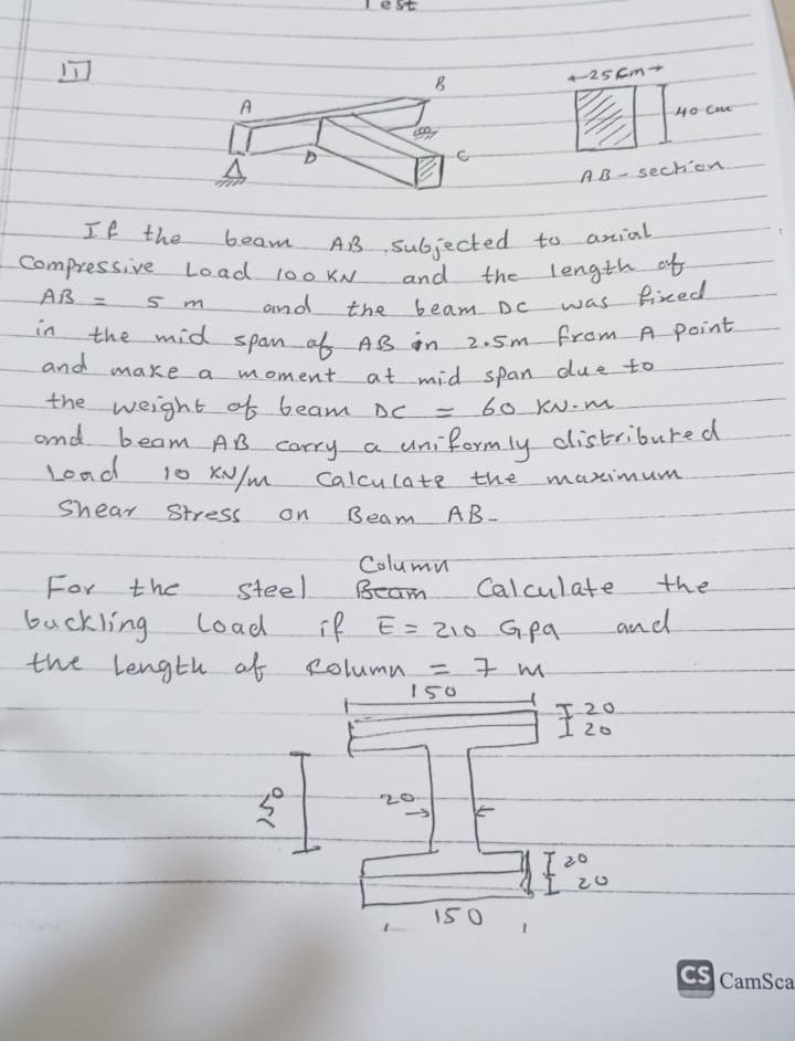 1 ] If the beam A B subjected to arial