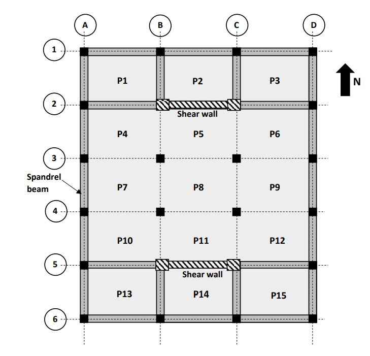 A typical floor layout for a proposed building is