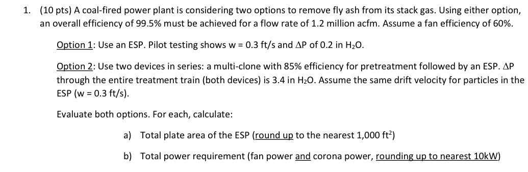 ( 1 0 pts ) A coal - fired power plant is