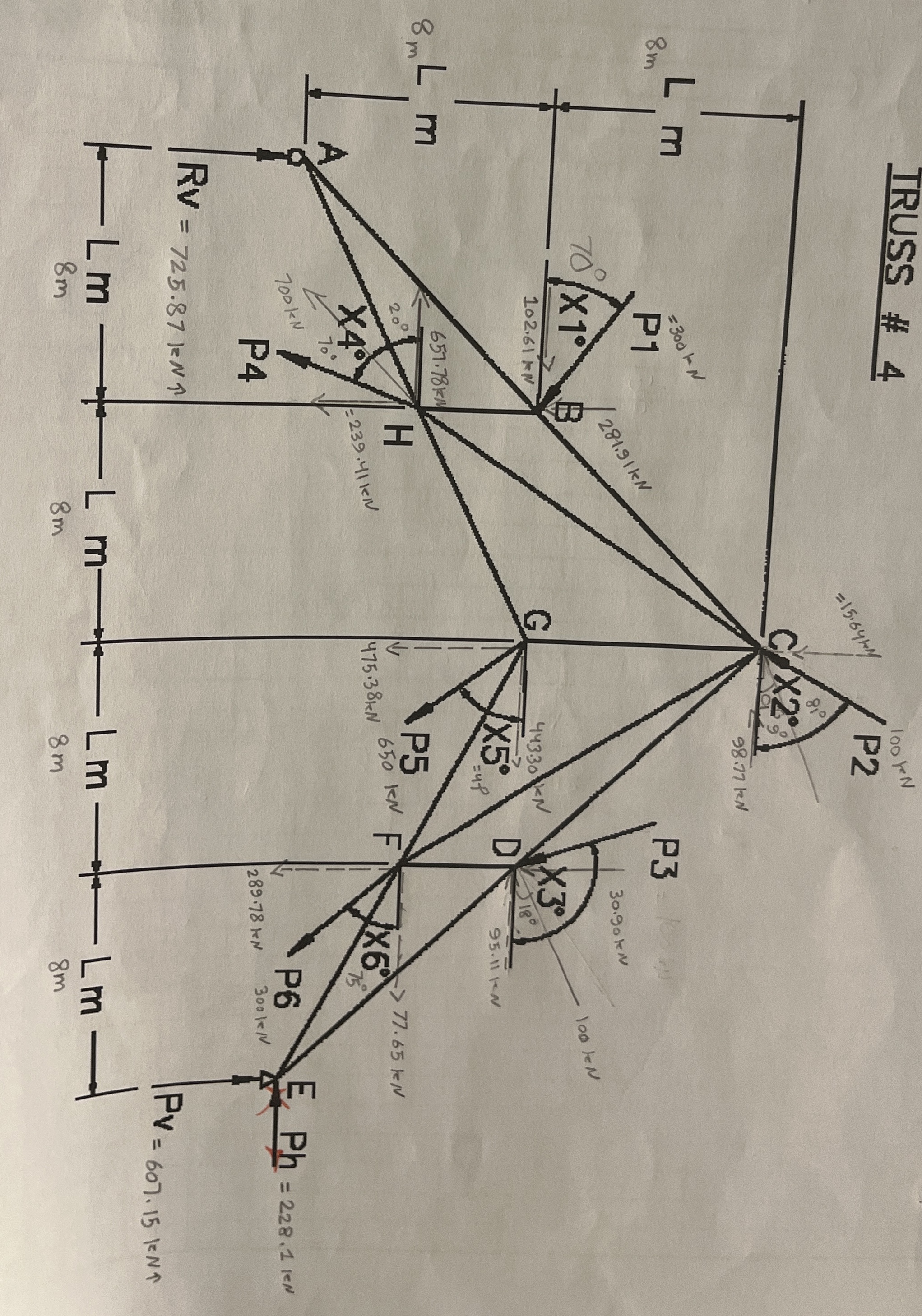 Find members AB , AH , BC HG AND HC using method