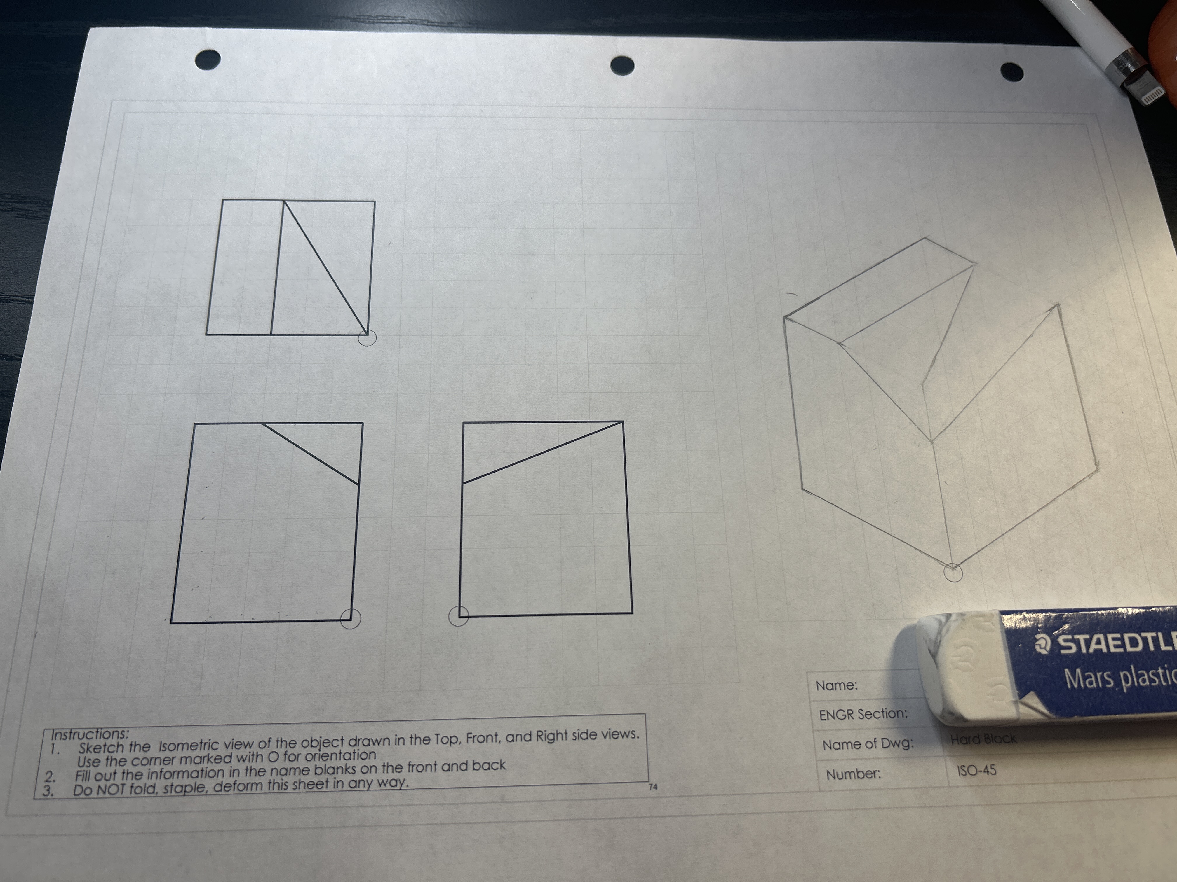 Instructions: Sketch the lsometric view of the