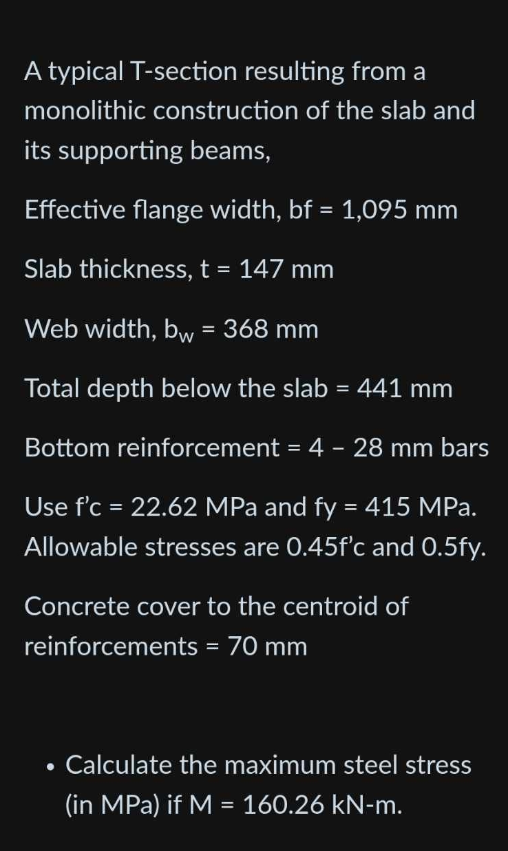 A typical T - section resulting from a monolithic