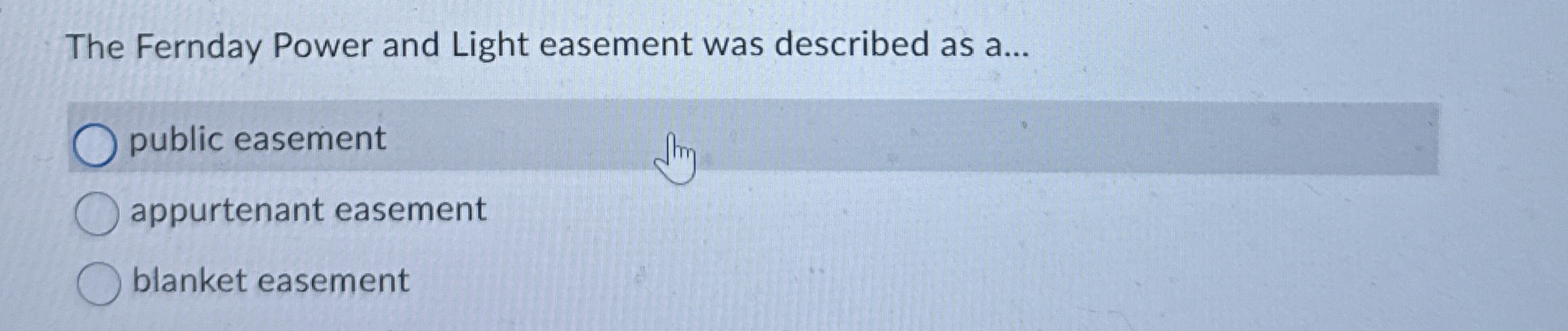 The Fernday Power and Light easement was