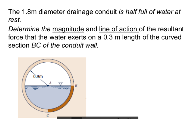 The 1 . 8 m diameter drainage conduit is half
