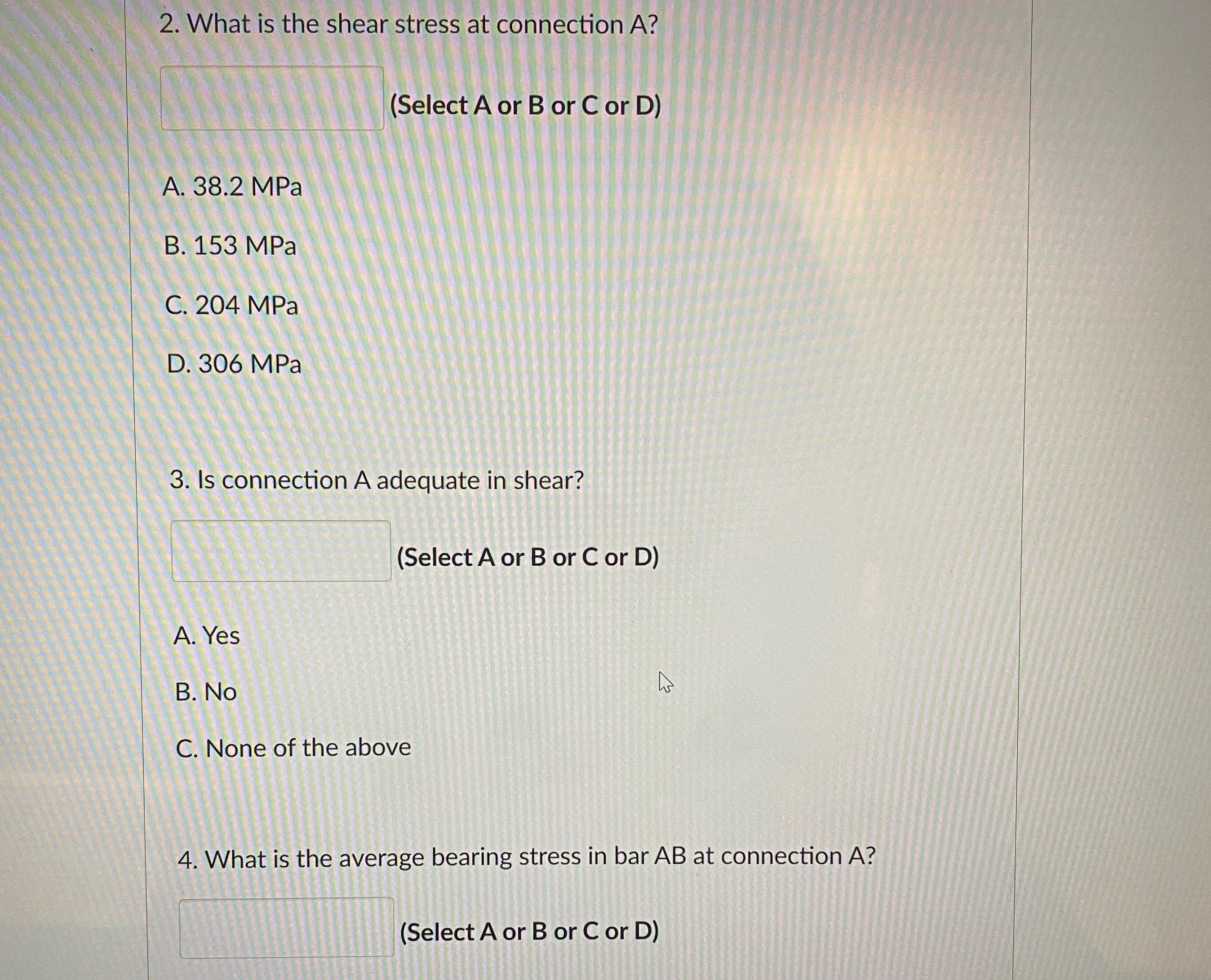 A cable B C , holds a rigid steel bar A B . Pin