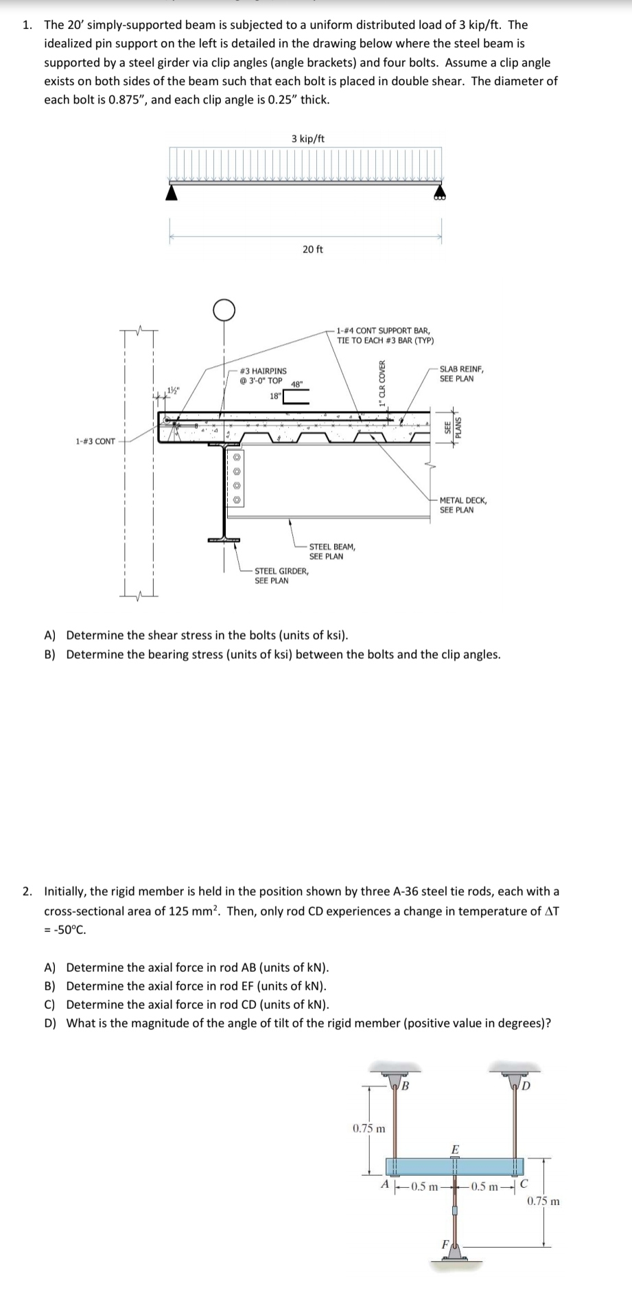 The 2 0 ' simply - supported beam is subjected to