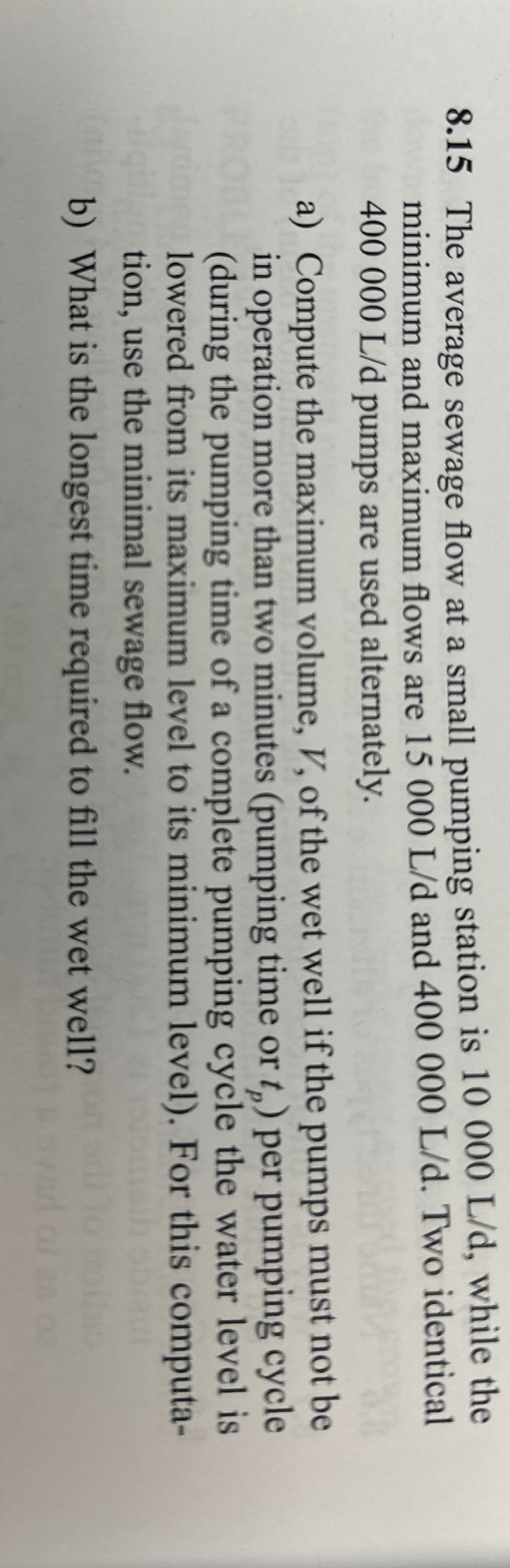 The average sewage flow at a small pumping