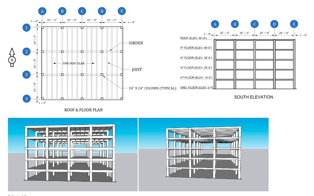 The elevation and floor / roof plan of a