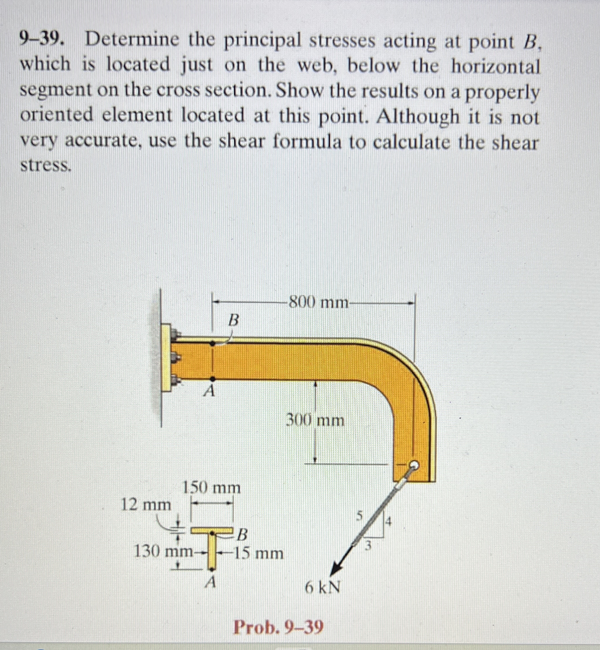 9 - 3 9 . Determine the principal stresses acting