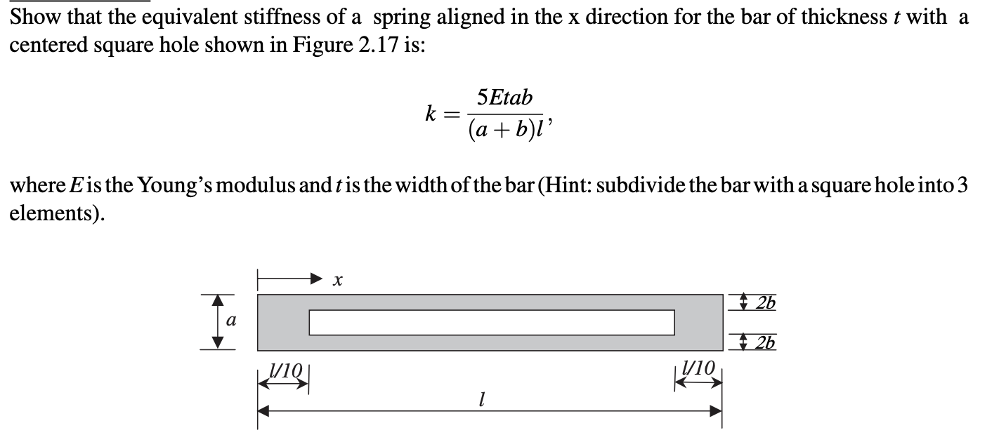 Show that the equivalent stiffness of a spring