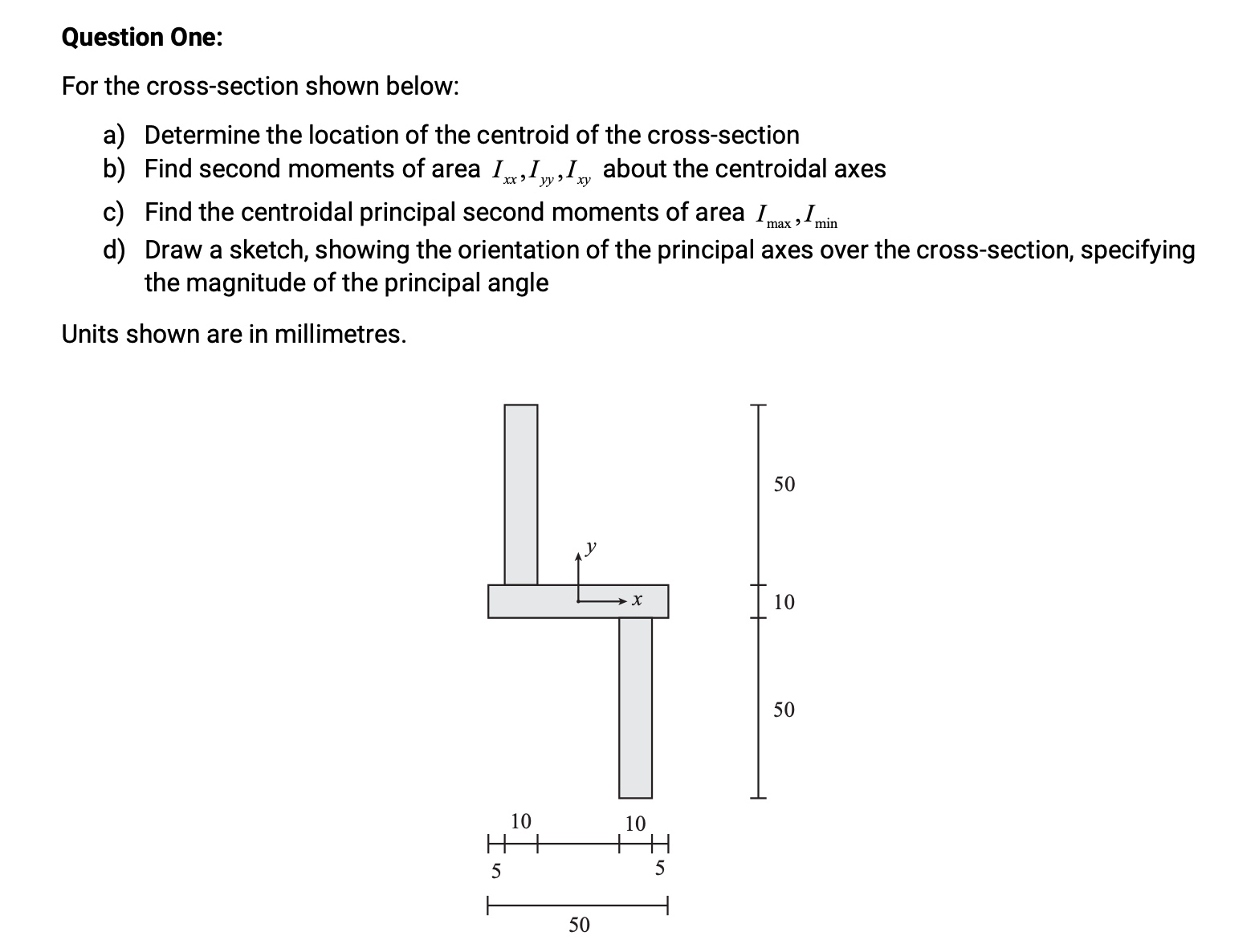 Question One: For the cross - section shown