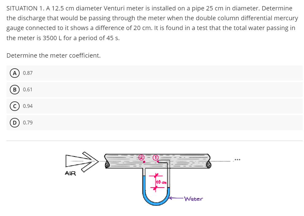 SITUATION 1 . A 1 2 . 5 c m diameter Venturi