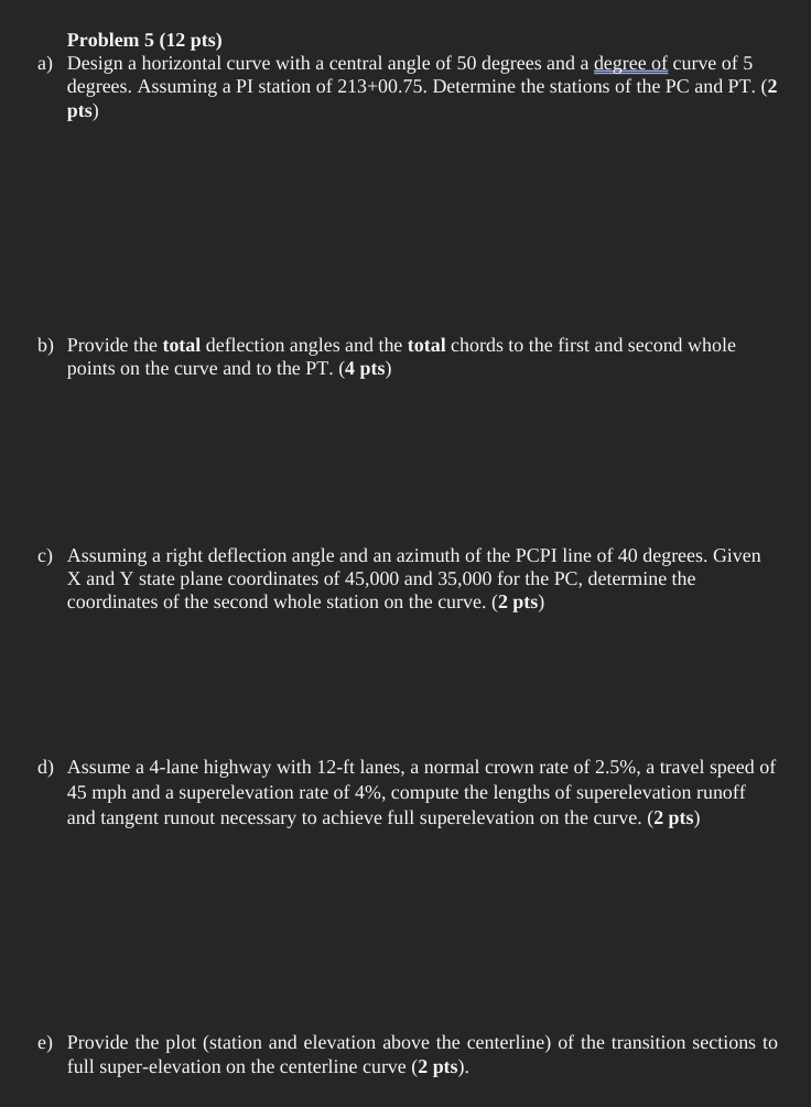Problem 5 ( 1 2 pts ) a ) Design a horizontal