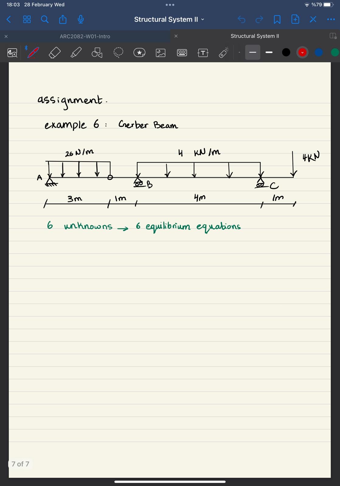 assignment. example 6 : Gerber Beam 6 unknowns 6