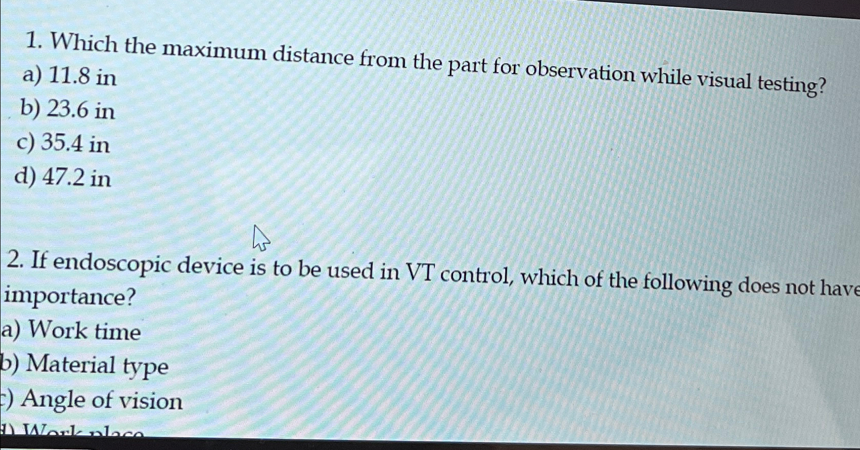 Which the maximum distance from the part for