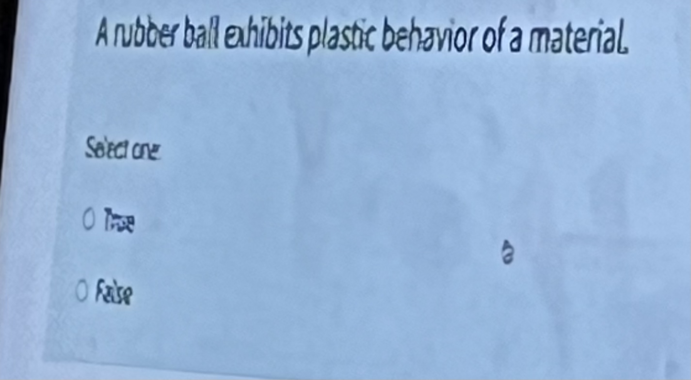 A nobers ball ahibits plastic behavior of a