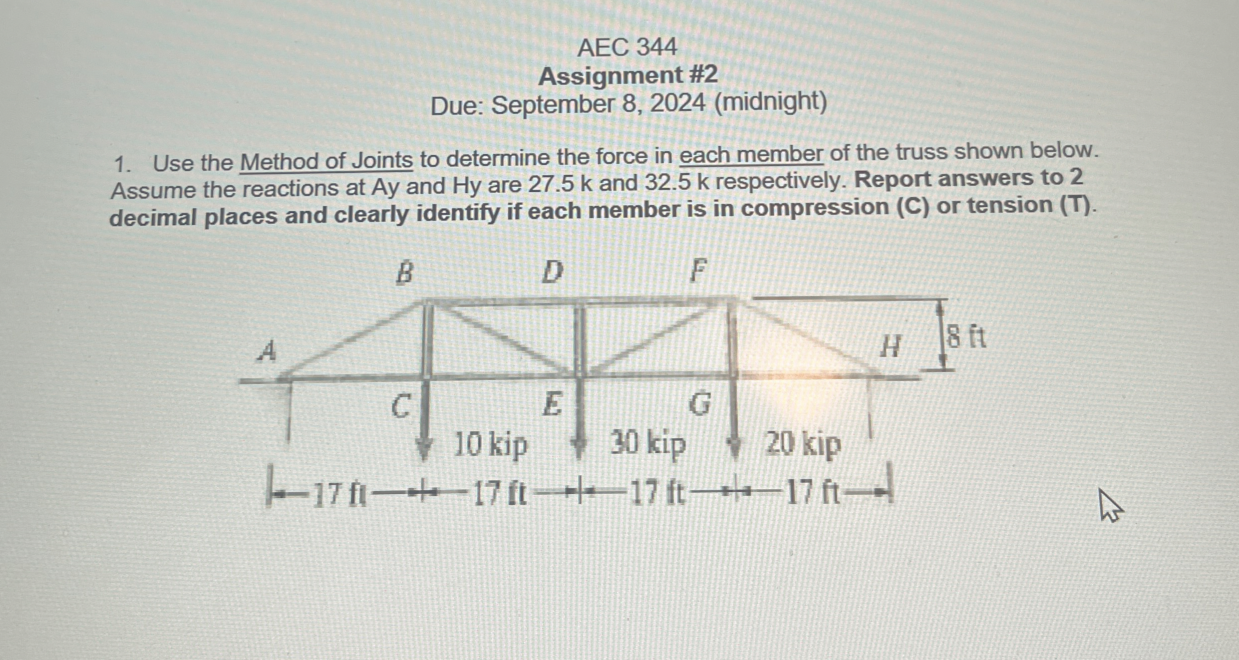 AEC 3 4 4 Assignment # 2 Due: September 8 , 2 0 2
