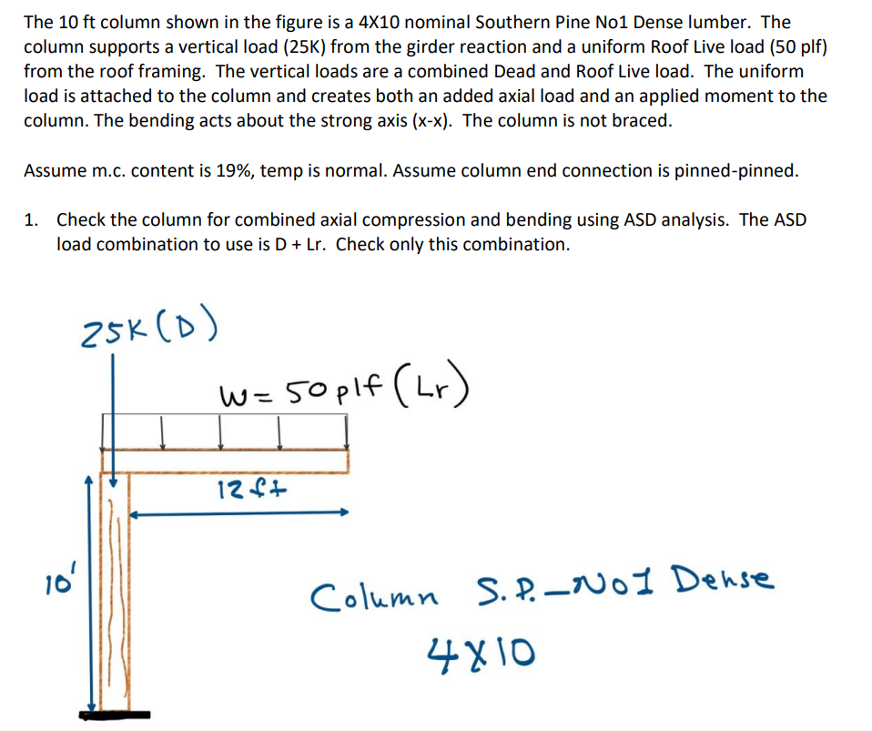 The 1 0 ft column shown in the figure is a 4 X 1