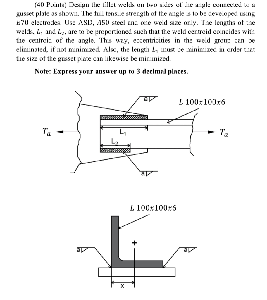 ( 4 0 Points ) Design the fillet welds on two