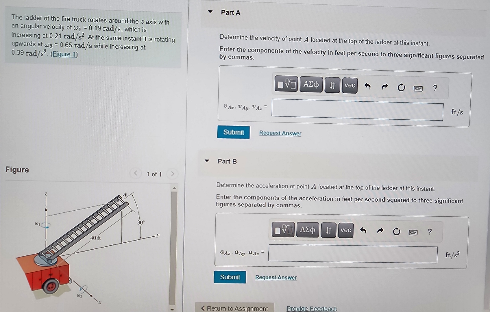 The ladder of the fire truck rotates around the z