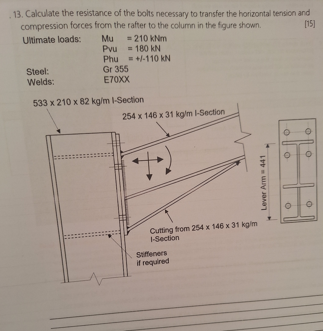 Calculate the resistance of the bolts necessary