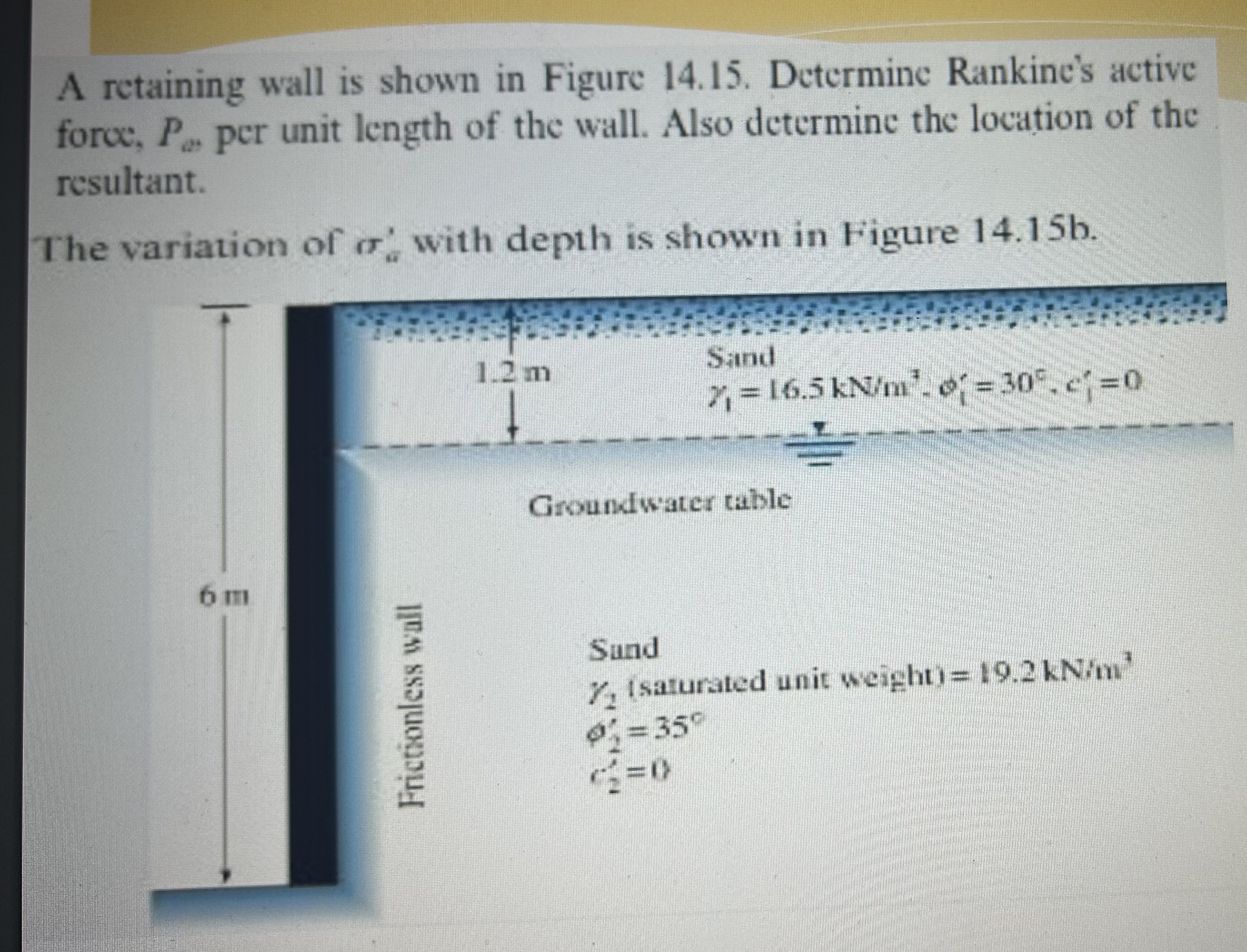 A retaining wall is shown in Figure 1 4 . 1 5 .