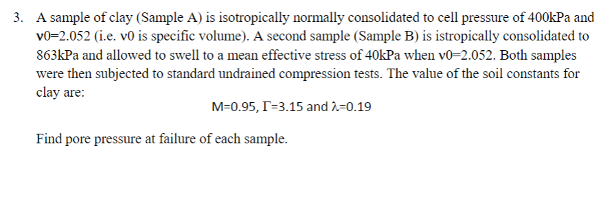 A sample of clay ( Sample A ) is isotropically