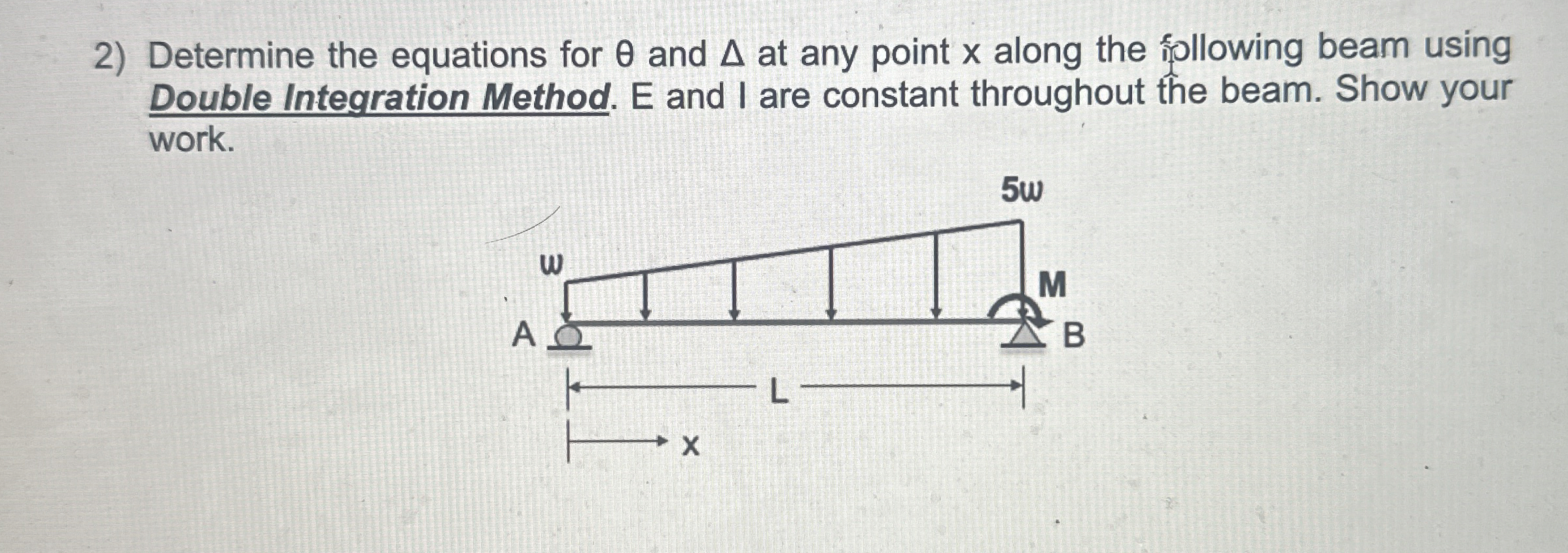 Determine the equations for and at any point x