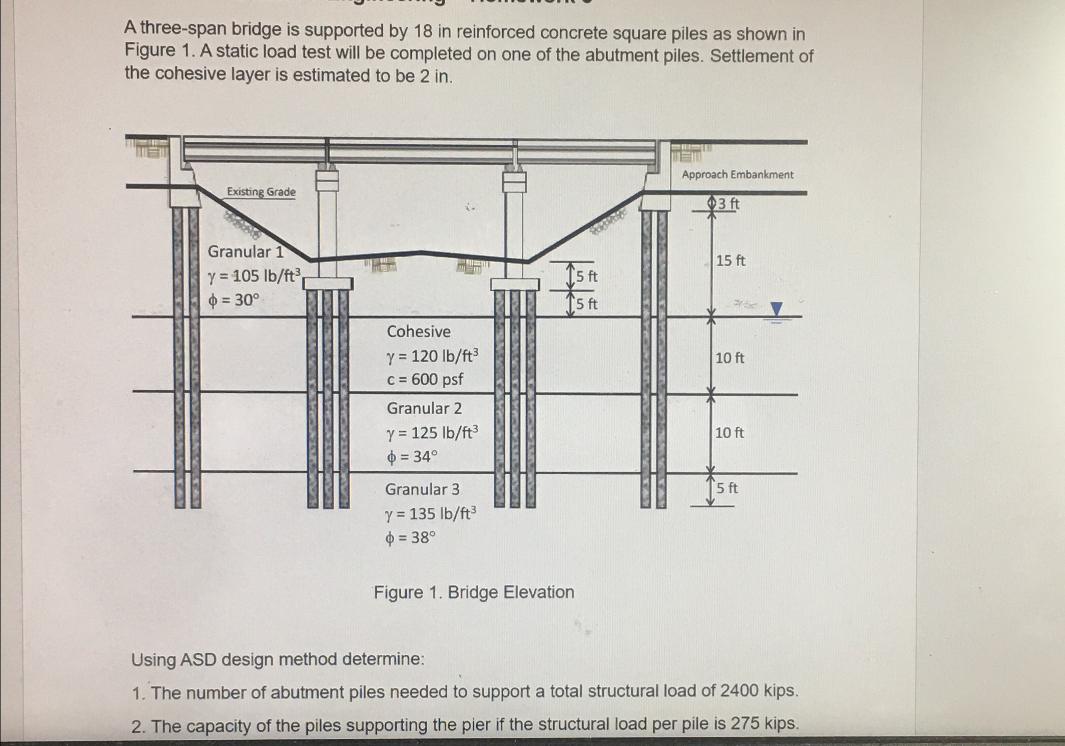 A three - span bridge is supported by 1 8 in