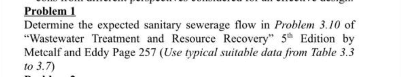 Problem 1 Determine the expected sanitary