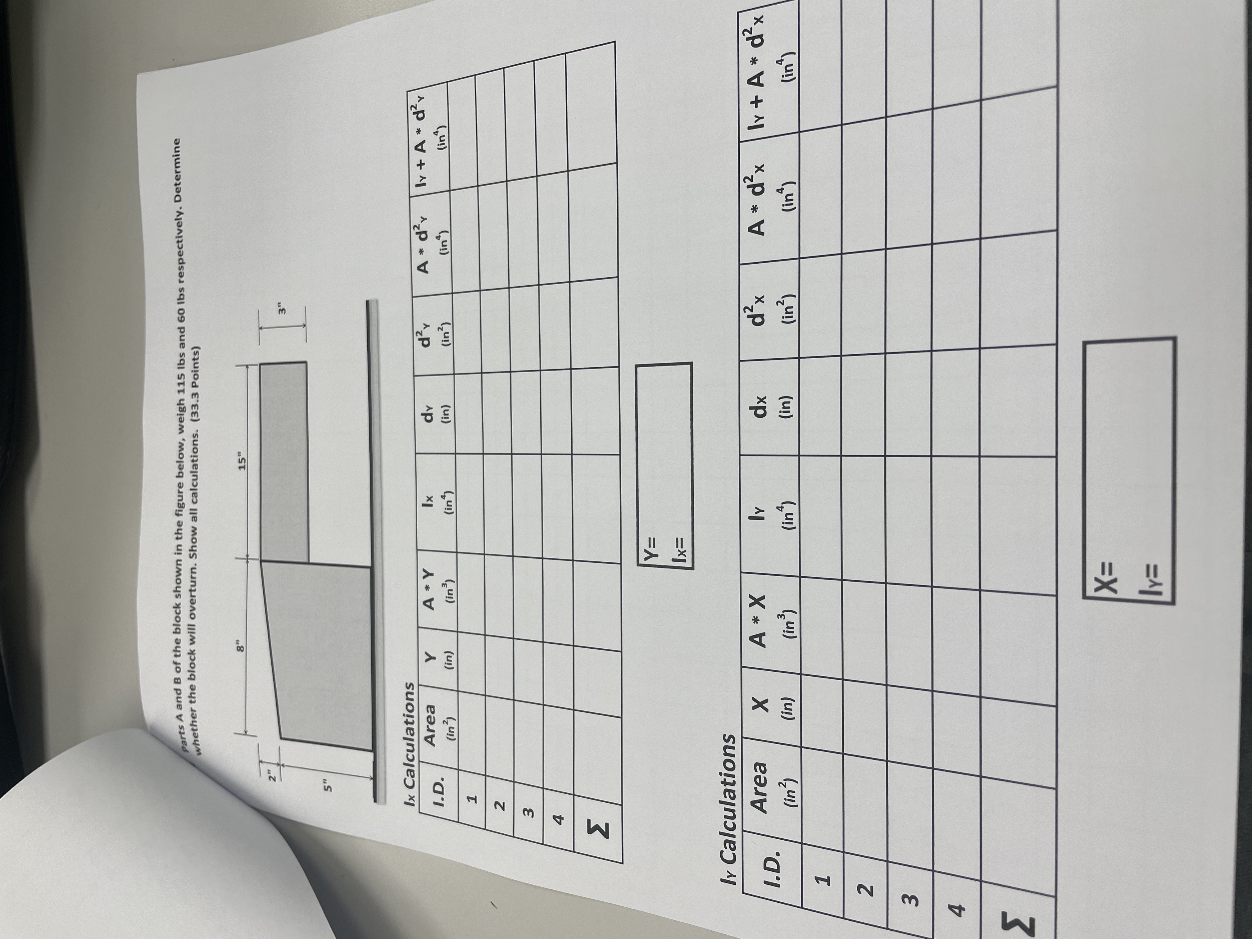 parts A and B of the block shown in the figure