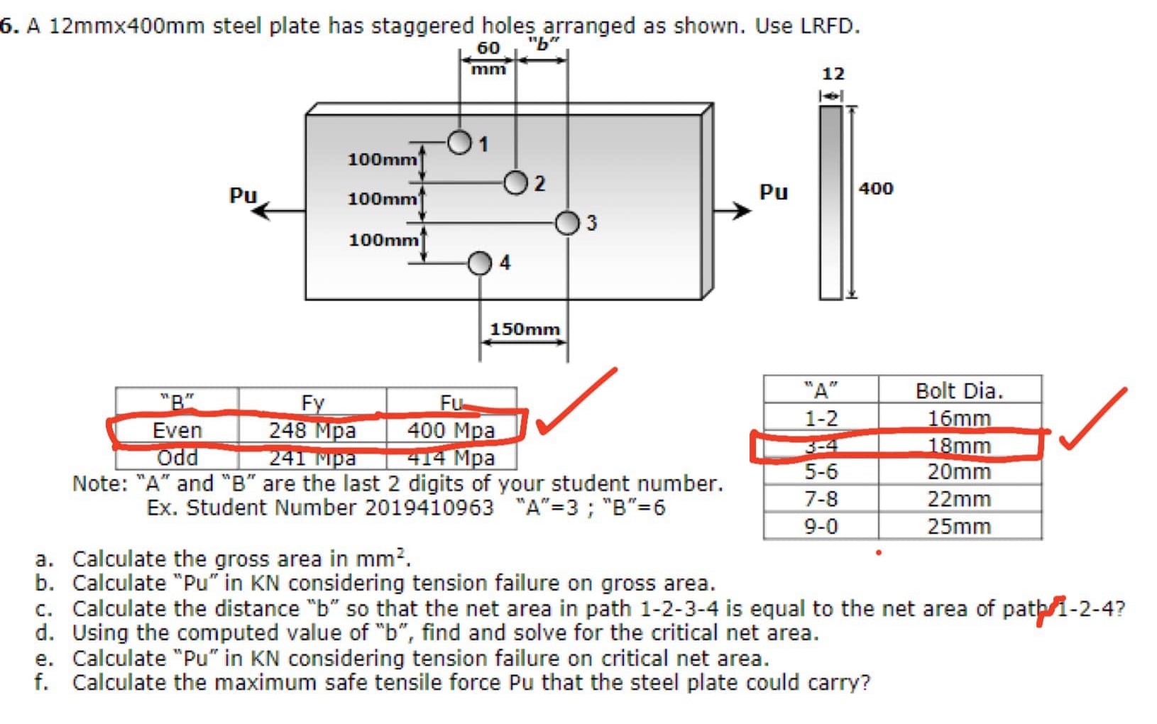 A 1 2 m m 4 0 0 m m steel plate has staggered