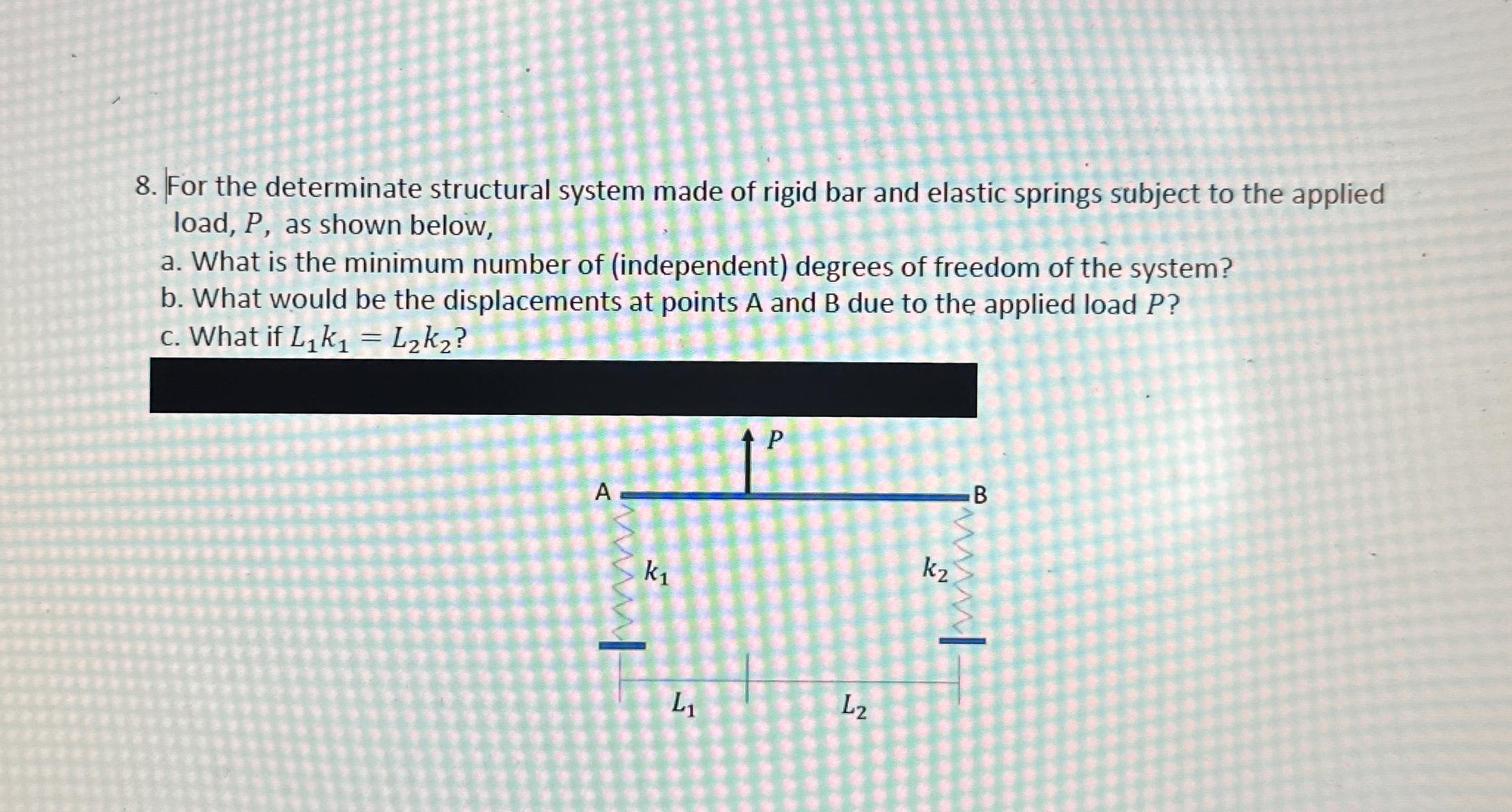 For the determinate structural system made of
