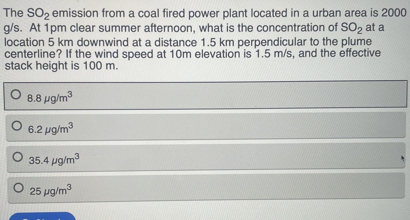 The S O 2 emission from a coal fired power plant