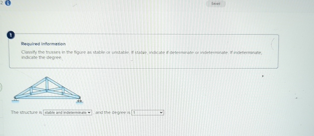 Saved Required information Classify the trusses