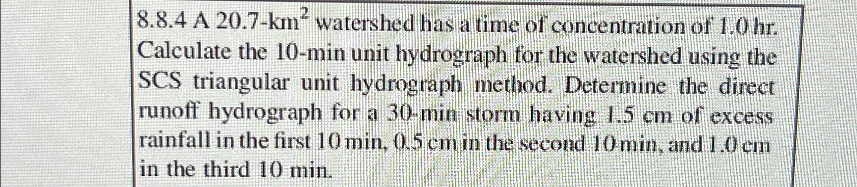 8.8.4 A 20.7-km^(2) watershed has a time of