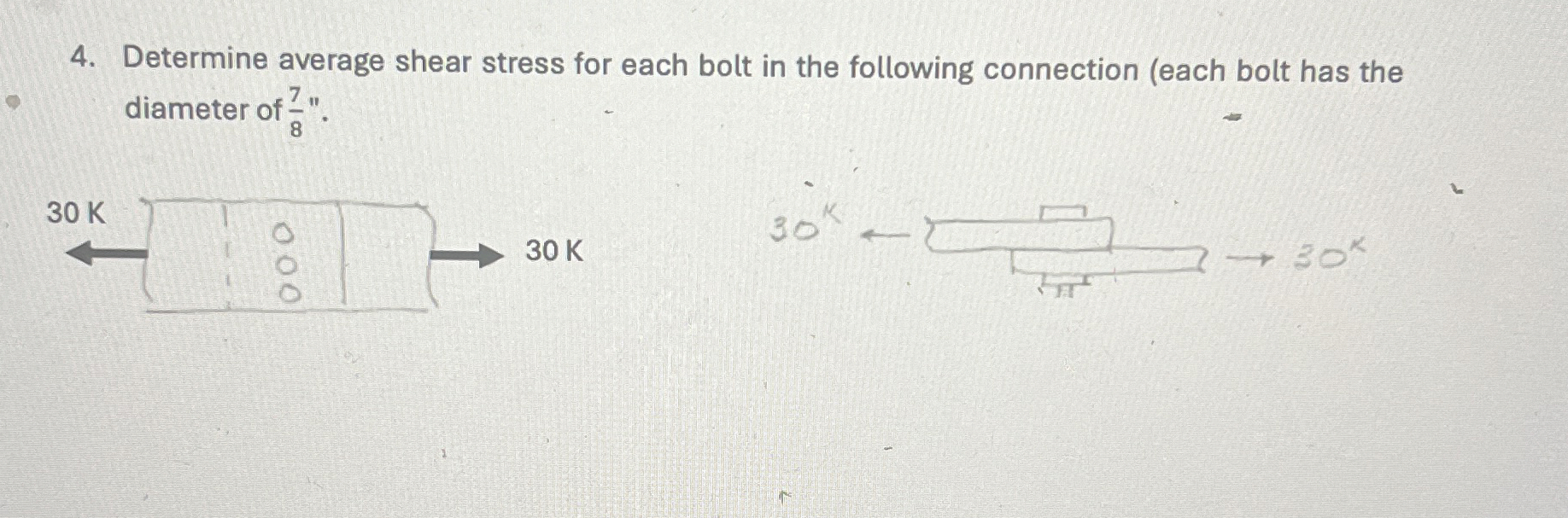 Determine average shear stress for each bolt in